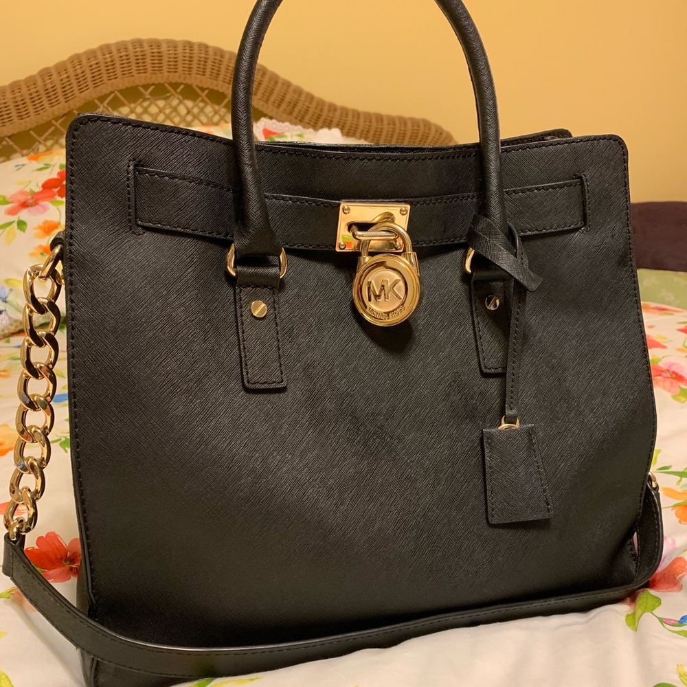 Michael Kors Black Large Hamilton Saffiano Leather